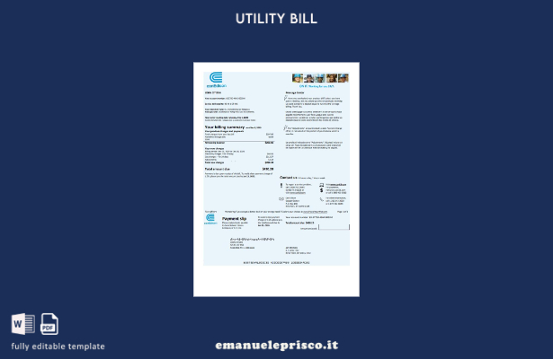 modello di bolletta elettrica USA Con Edison in stile verificato